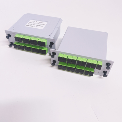 LGX Insert Type 1x16 PLC Fiber Optic Splitter with 0.9mm Pigtail Diameter Low Insertion Loss and High Reliability