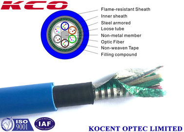 4 ~ 144 Core Tabung Longgar Struktur Kabel Serat Optik Lapis Baja Untuk Tambang Shaft