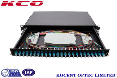1U Laci Geser Serat Optik Rak ODF Terminal Serat Patch Panel 24 Port 48 Serat FTTH 19 ''