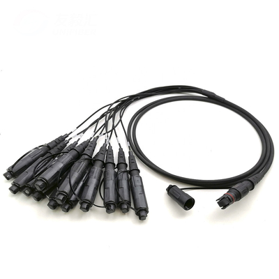 Outdoor CPRI MPO MTP 12 Core Optical Fiber Patch Cord Untuk Menara Telekomunikasi Tentara Taktis